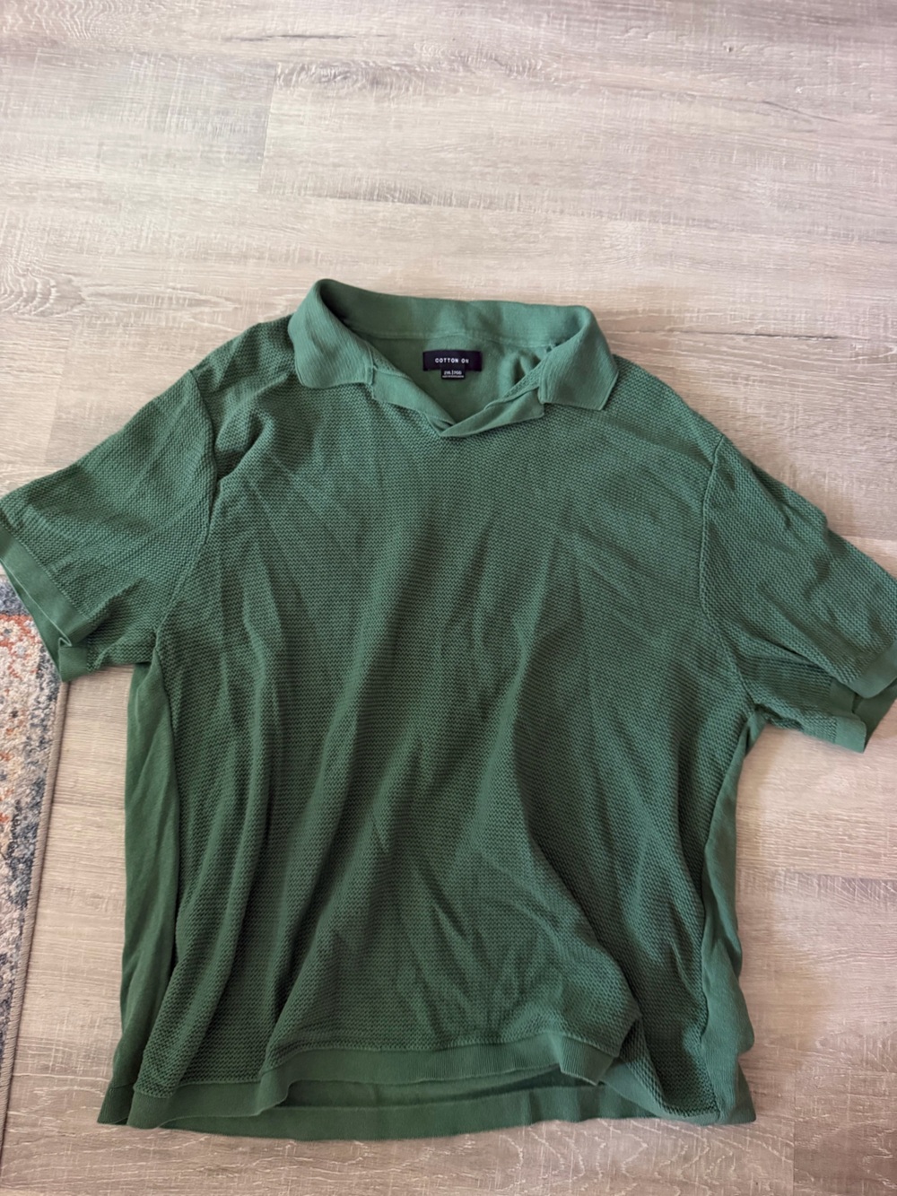 Cotton On Green Textured Short Sleeve Polo